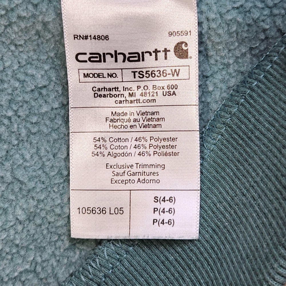 Carhartt Rain Defender Hoodie Sweatshirt Womens Small Green Fleece‎ Pullover - Picture 3 of 9